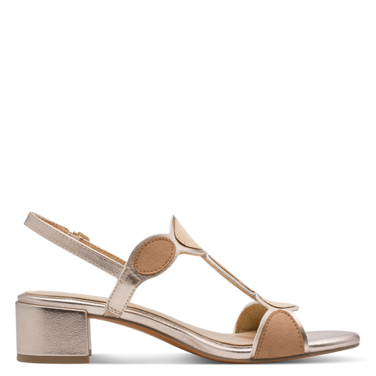 Sandalo Marco Tozzi Donna Platino Vegano con Tacco 4,5 cm e Plantare FEEL ME