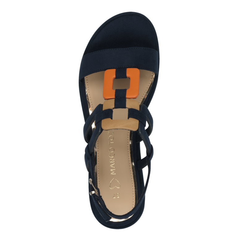 Sandalo Marco Tozzi Donna Blu  Vegano con Soft Lining, FEEL ME e Tacco 2 cm