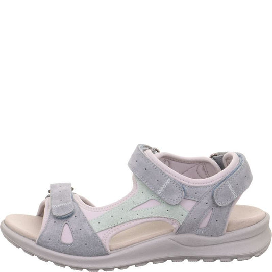 Legero SIRIS Donna Aria Sandalo Camoscio Celeste /Tessuto 3 Velcri