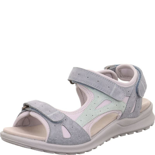 Legero SIRIS Donna Aria Sandalo Camoscio Celeste /Tessuto 3 Velcri
