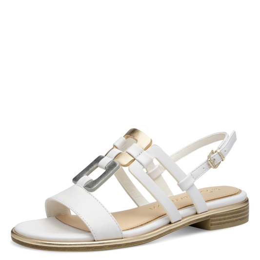 Sandalo Marco Tozzi Donna Bianco  Vegano con Soft Lining, FEEL ME e Tacco 2 cm