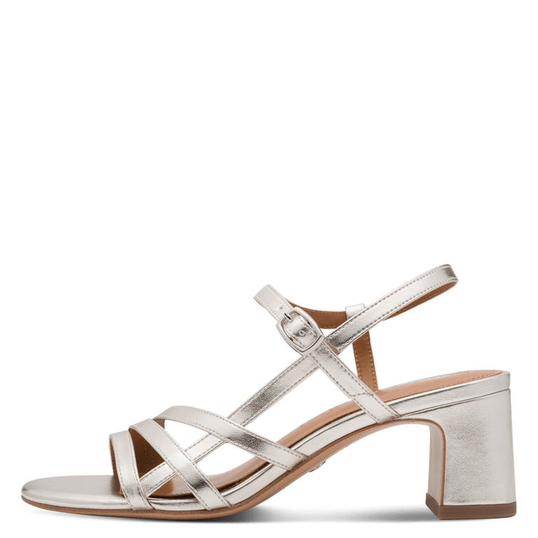Tamaris sandalo donna platino tacco medio con ANTIslide e ANTIshokk