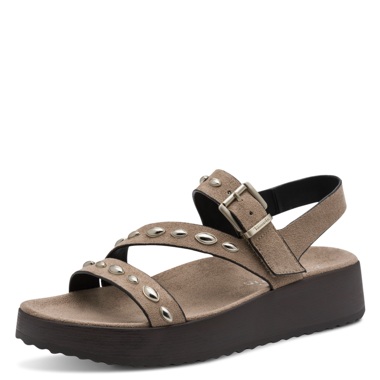 Tamaris  Sandalo donna vegano tortora con zeppa (50 mm)