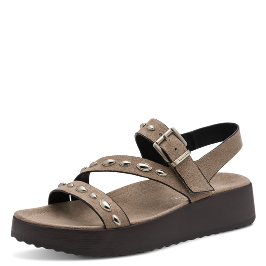 Tamaris  Sandalo donna vegano tortora con zeppa (50 mm)