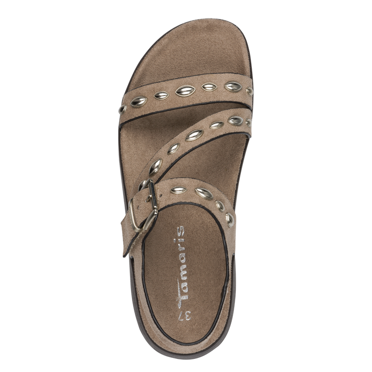 Tamaris  Sandalo donna vegano tortora con zeppa (50 mm)