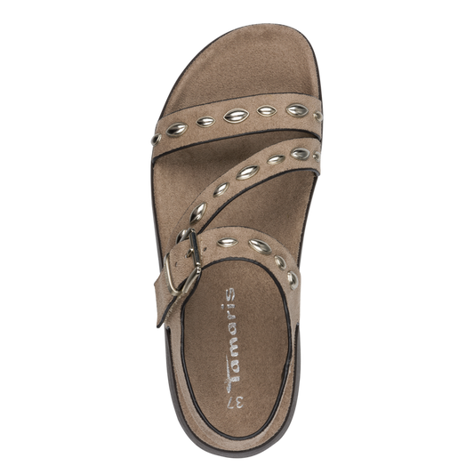 Tamaris  Sandalo donna vegano tortora con zeppa (50 mm)