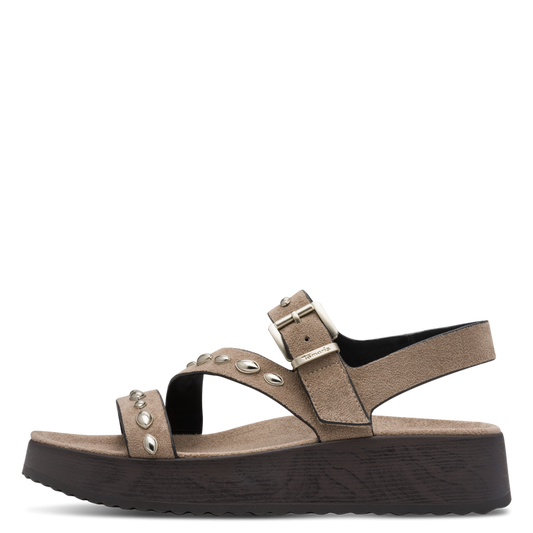 Tamaris  Sandalo donna vegano tortora con zeppa (50 mm)