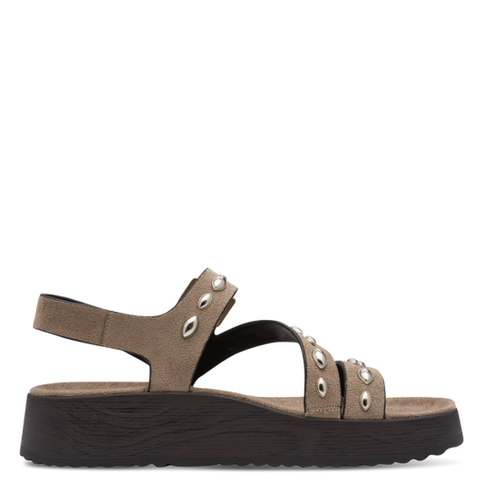 Tamaris  Sandalo donna vegano tortora con zeppa (50 mm)