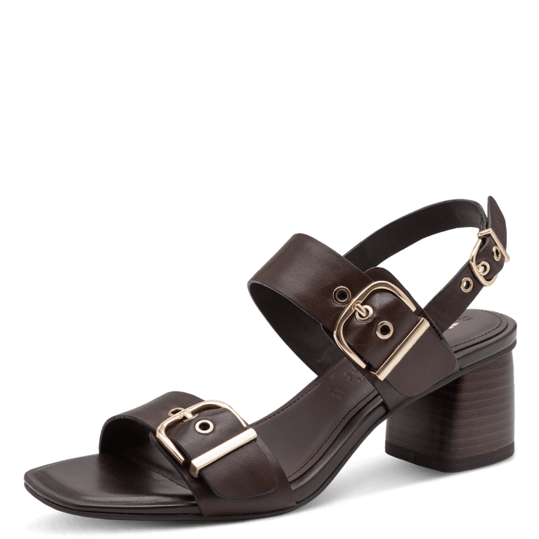 Tamaris Sandalo Donna Pelle Marrone Tacco 5,5 cm ANTIslide ANTIshokk
