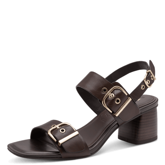 Tamaris Sandalo Donna Pelle Marrone Tacco 5,5 cm ANTIslide ANTIshokk