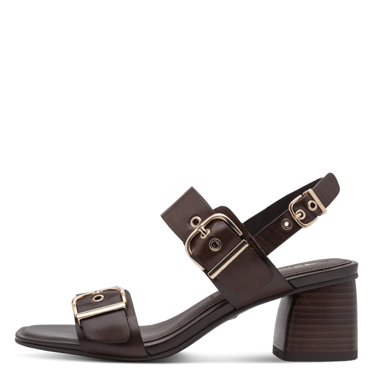 Tamaris Sandalo Donna Pelle Marrone Tacco 5,5 cm ANTIslide ANTIshokk