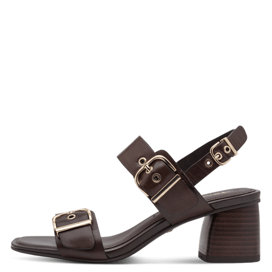 Tamaris Sandalo Donna Pelle Marrone Tacco 5,5 cm ANTIslide ANTIshokk