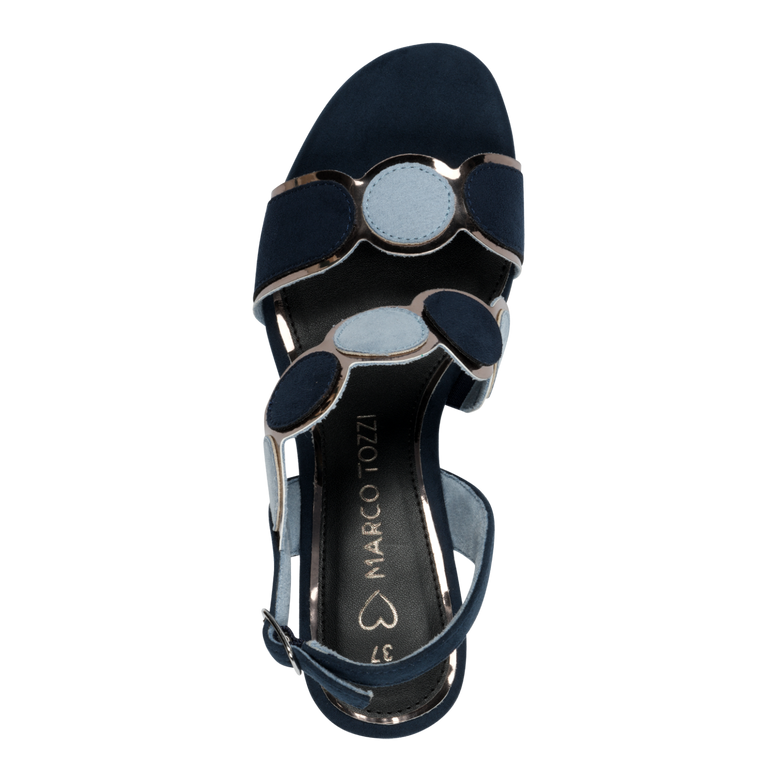 Sandalo Marco Tozzi vegan blu navy tacco 6,5 cm Feel Me