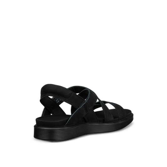 ECCO Soft Sandal W donna nera in nubuck con tre cinturini