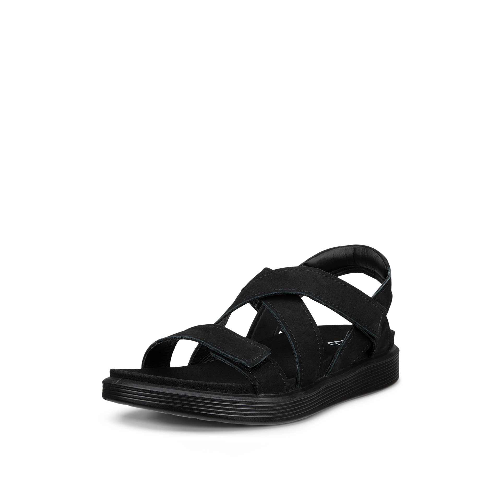 ECCO Soft Sandal W donna nera in nubuck con tre cinturini