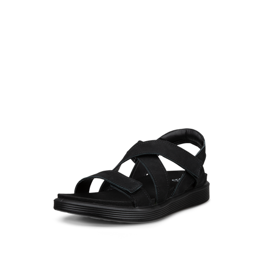 ECCO Soft Sandal W donna nera in nubuck con tre cinturini