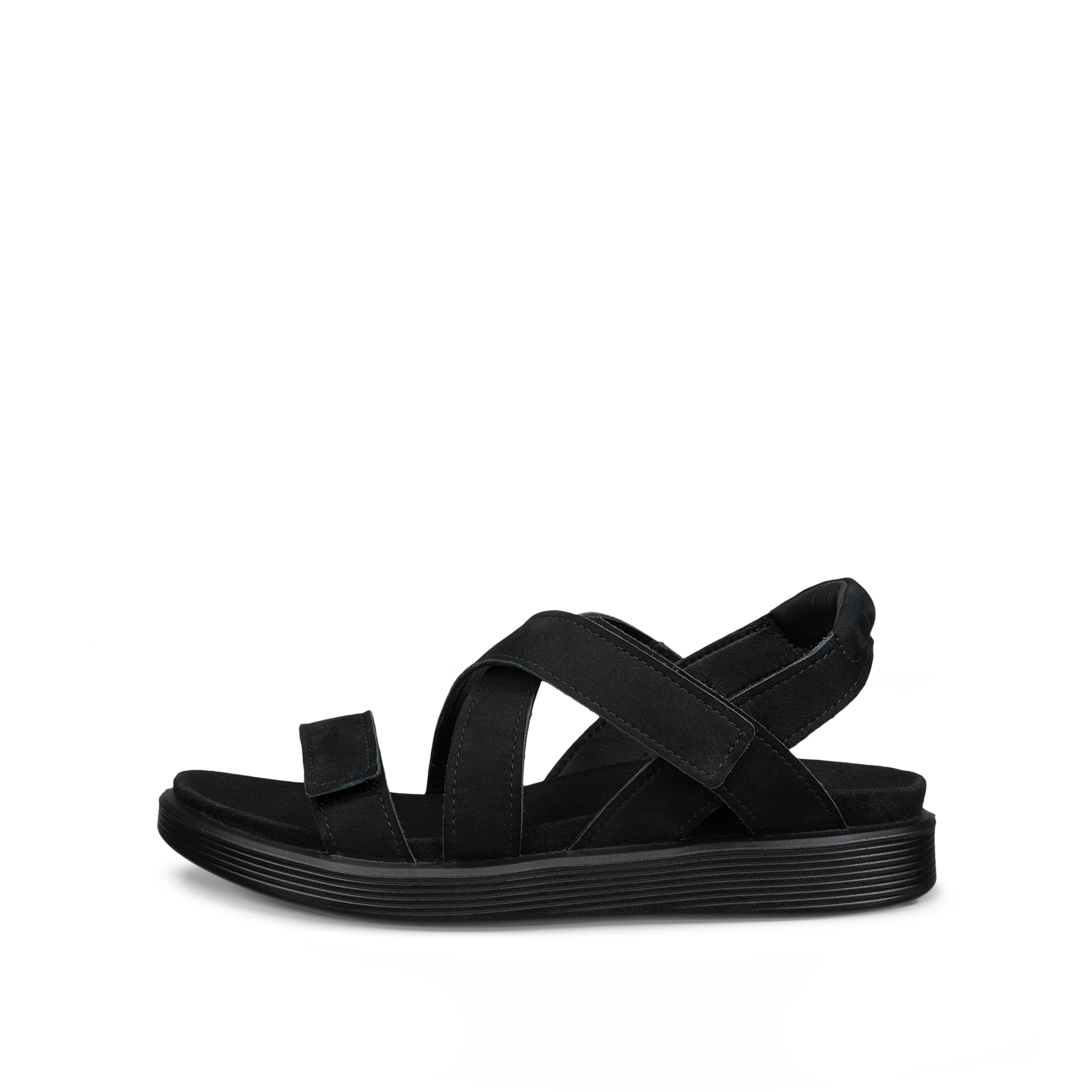 ECCO Soft Sandal W donna nera in nubuck con tre cinturini