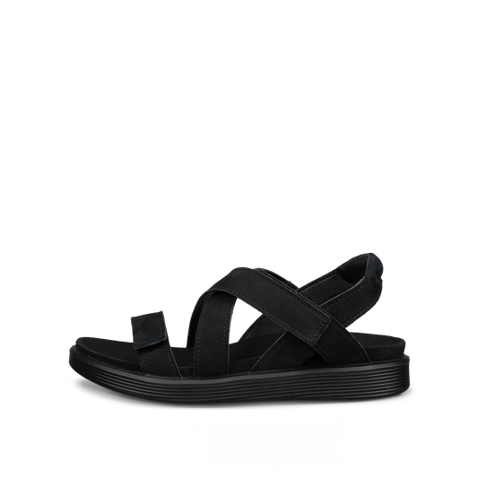 ECCO Soft Sandal W donna nera in nubuck con tre cinturini