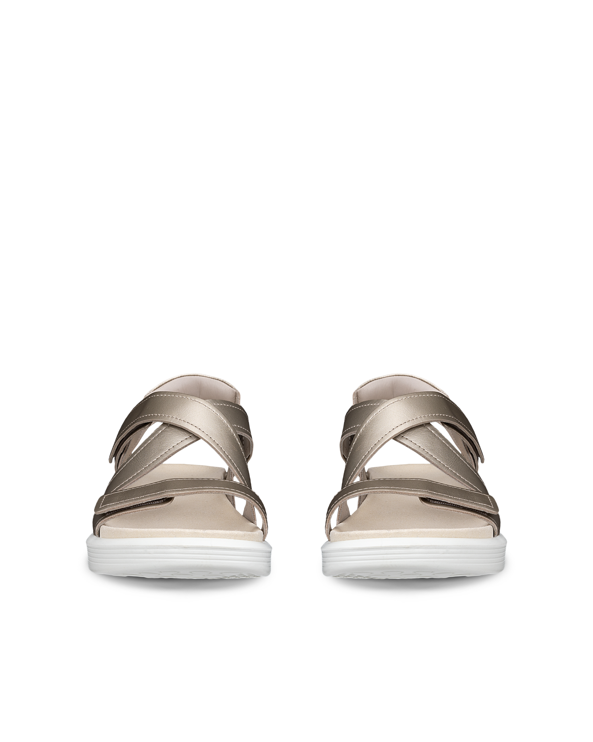 ECCO Soft Sandal W donna platino in nubuck con tre cinturini