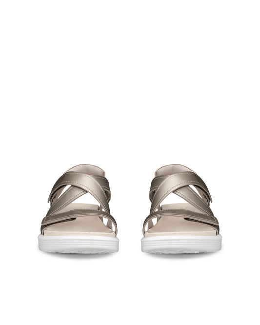 ECCO Soft Sandal W donna platino in nubuck con tre cinturini