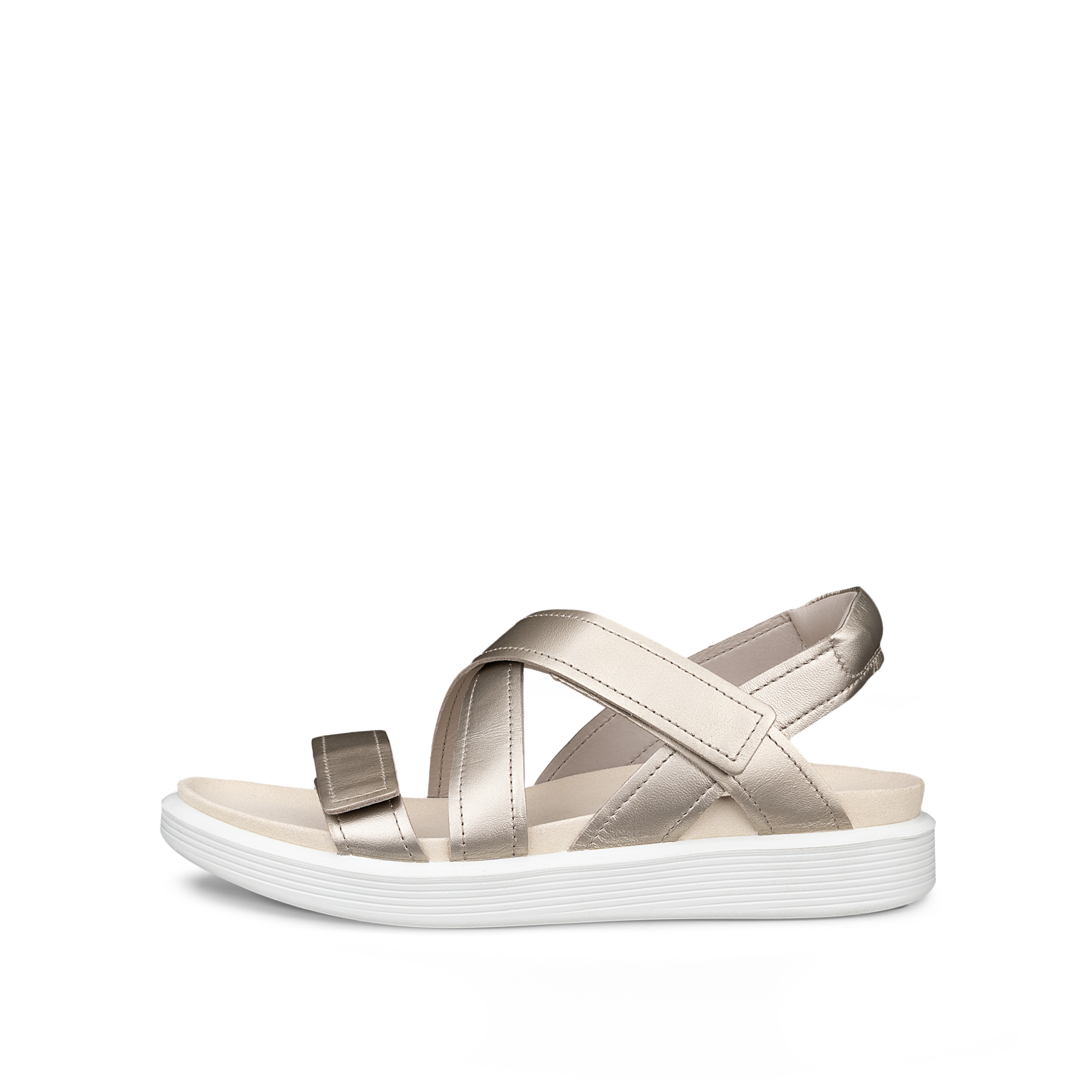 ECCO Soft Sandal W donna platino in nubuck con tre cinturini