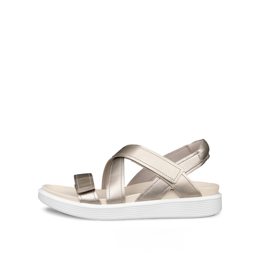 ECCO Soft Sandal W donna platino in nubuck con tre cinturini