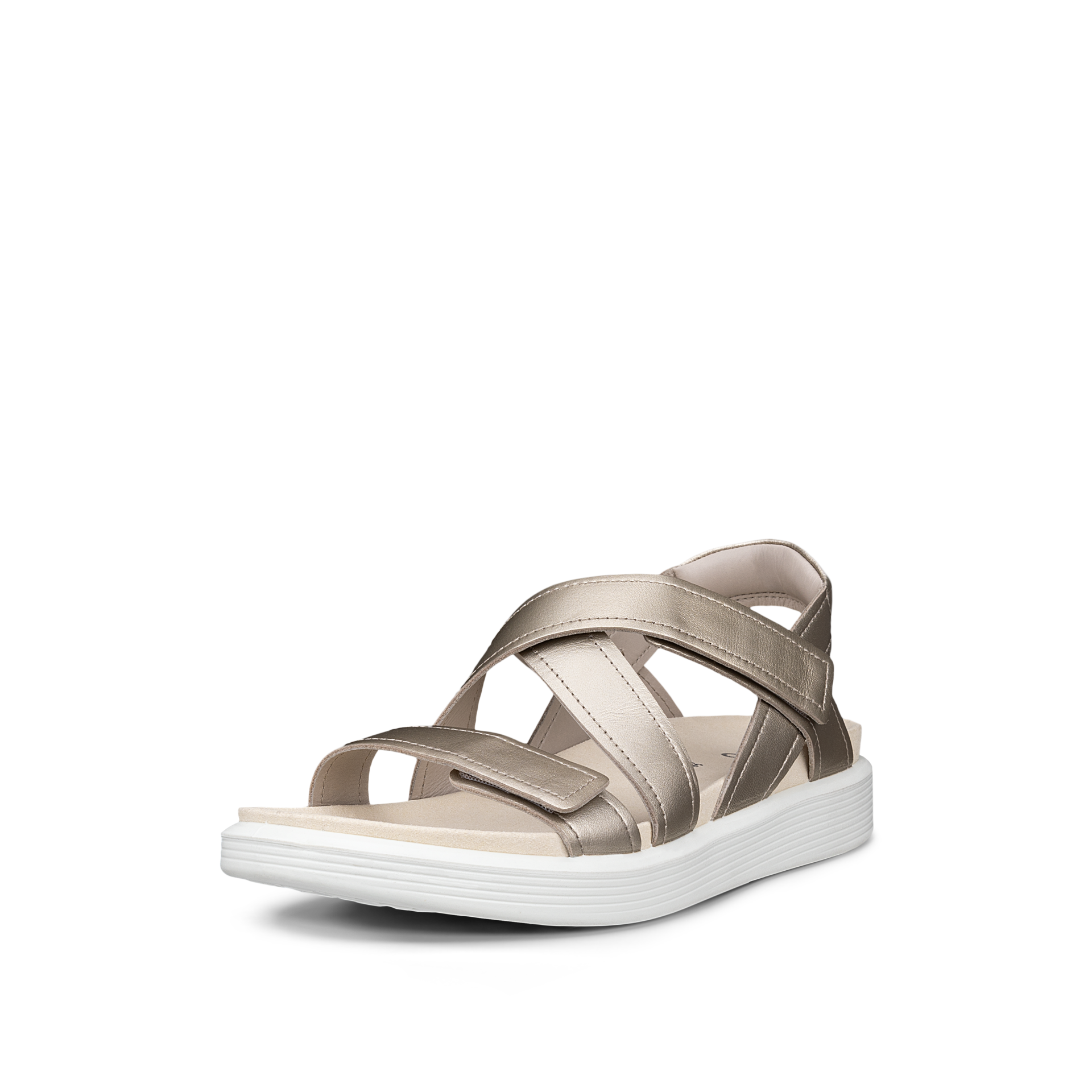 ECCO Soft Sandal W donna platino in nubuck con tre cinturini