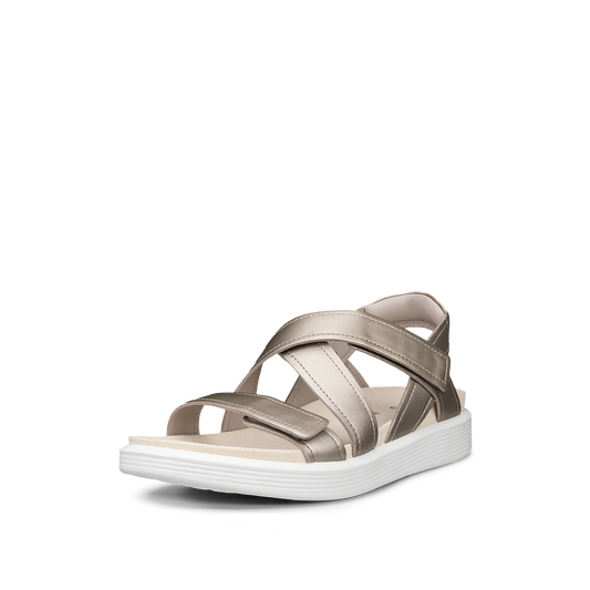 ECCO Soft Sandal W donna platino in nubuck con tre cinturini