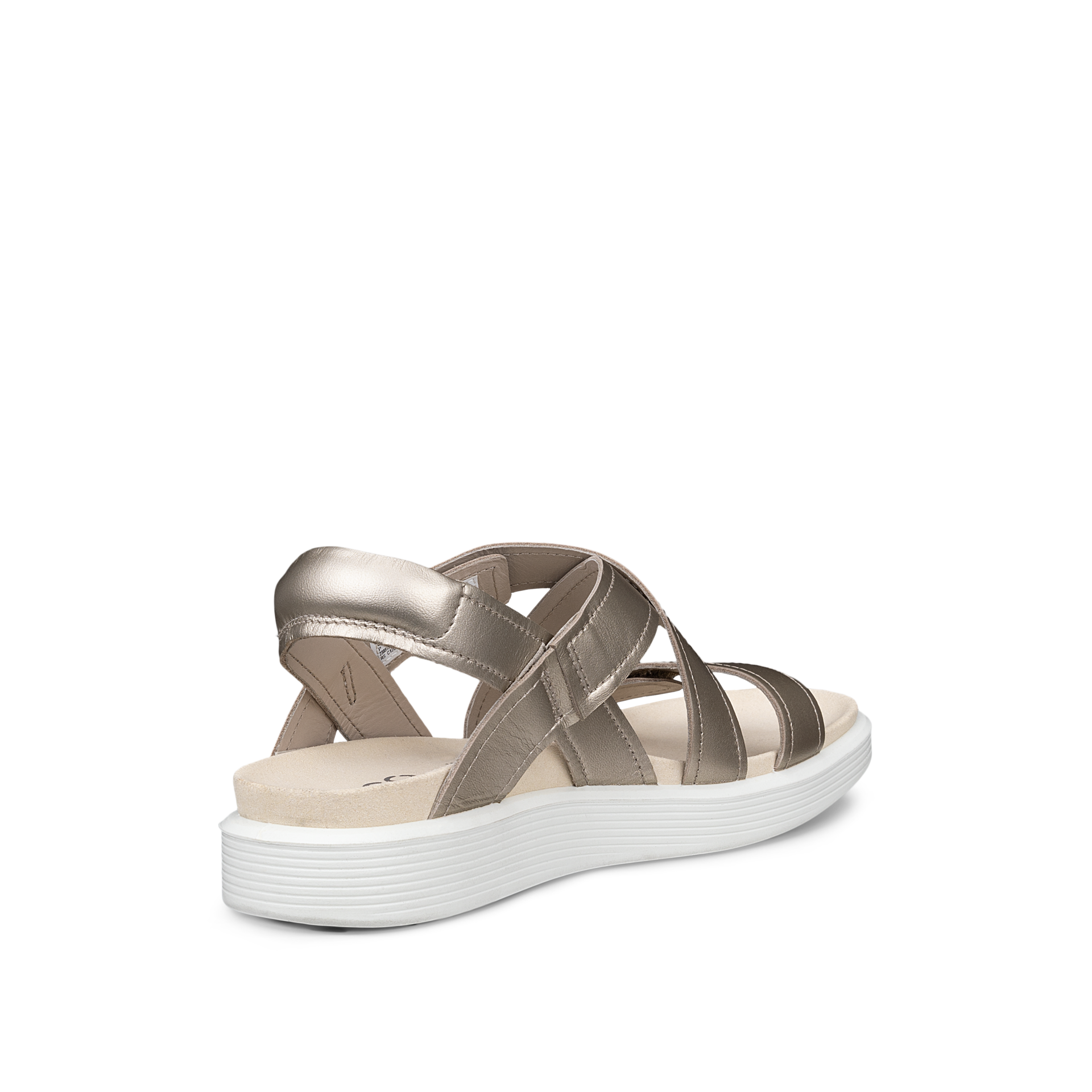 ECCO Soft Sandal W donna platino in nubuck con tre cinturini
