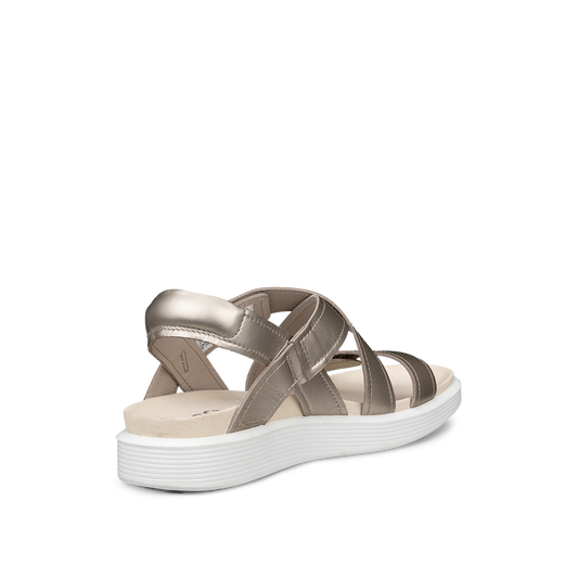 ECCO Soft Sandal W donna platino in nubuck con tre cinturini