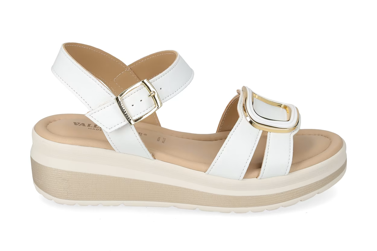 Valleverde Sandalo Donna Bianco Made in Italy con Sottopiede in Pelle