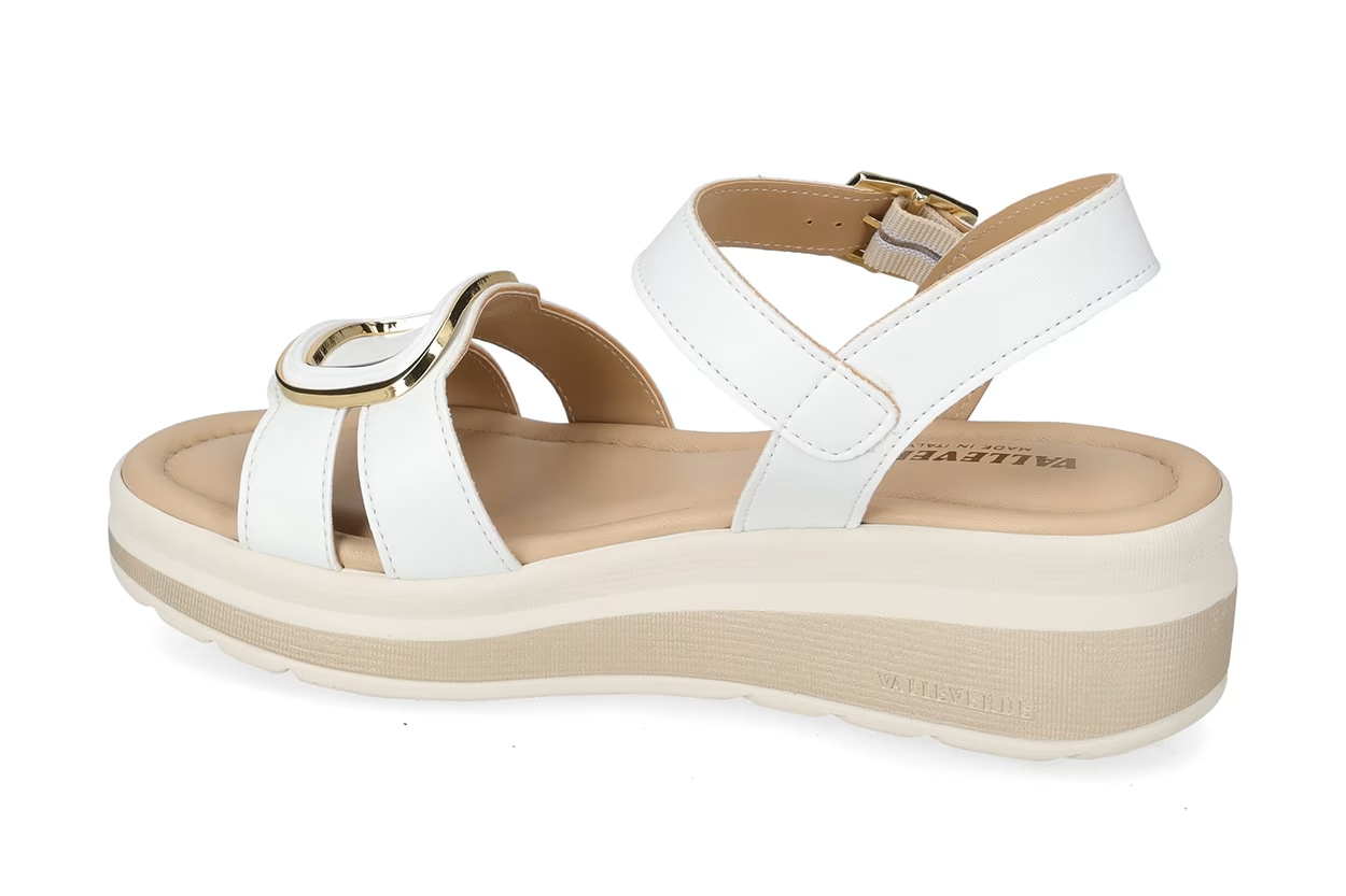 Valleverde Sandalo Donna Bianco Made in Italy con Sottopiede in Pelle