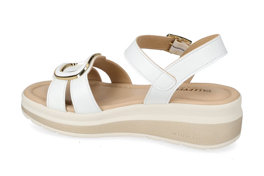 Valleverde Sandalo Donna Bianco Made in Italy con Sottopiede in Pelle