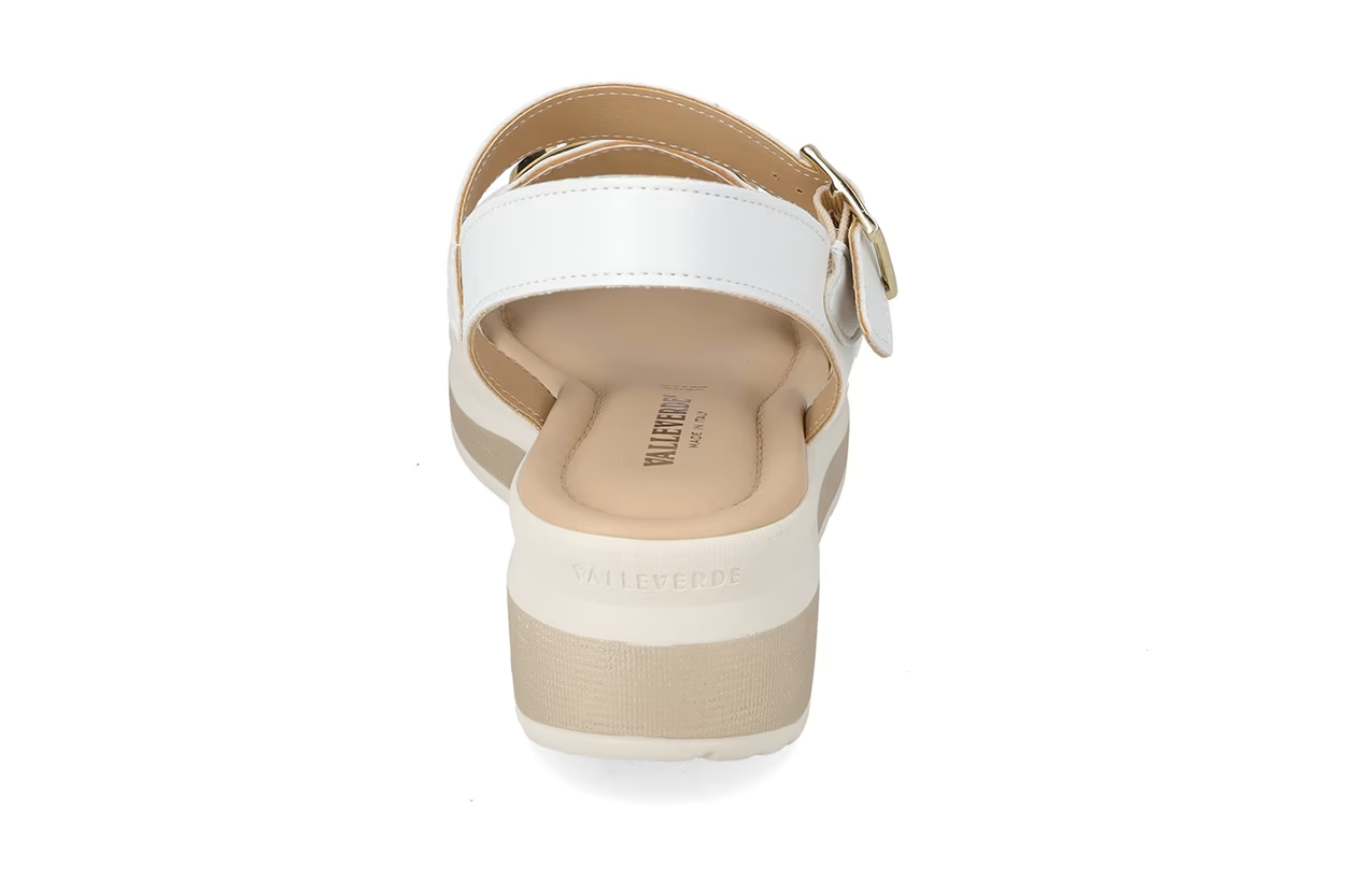 Valleverde Sandalo Donna Bianco Made in Italy con Sottopiede in Pelle