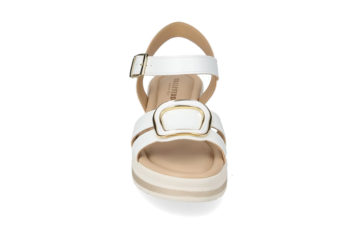Valleverde Sandalo Donna Bianco Made in Italy con Sottopiede in Pelle
