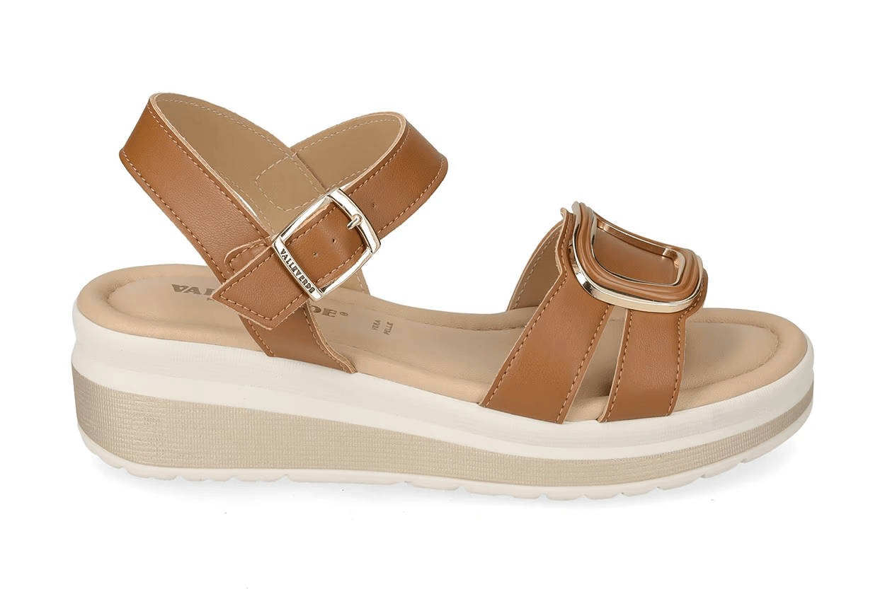 Valleverde Sandalo Donna Cuoio Made in Italy con Sottopiede in Pelle