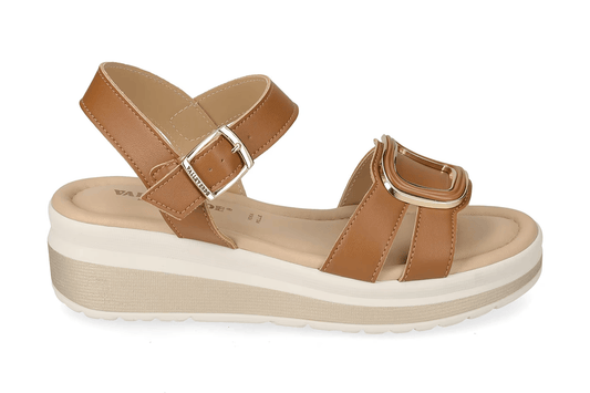 Valleverde Sandalo Donna Cuoio Made in Italy con Sottopiede in Pelle
