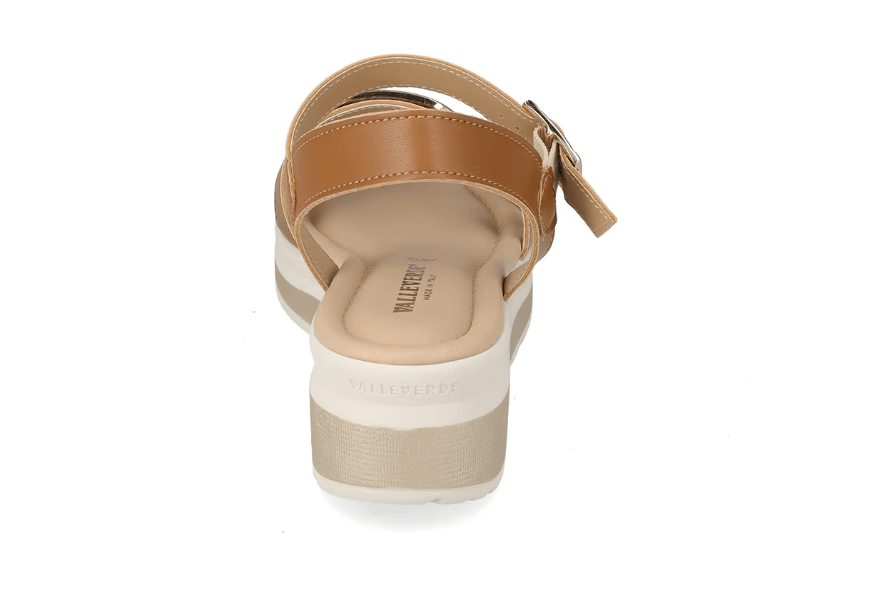 Valleverde Sandalo Donna Cuoio Made in Italy con Sottopiede in Pelle