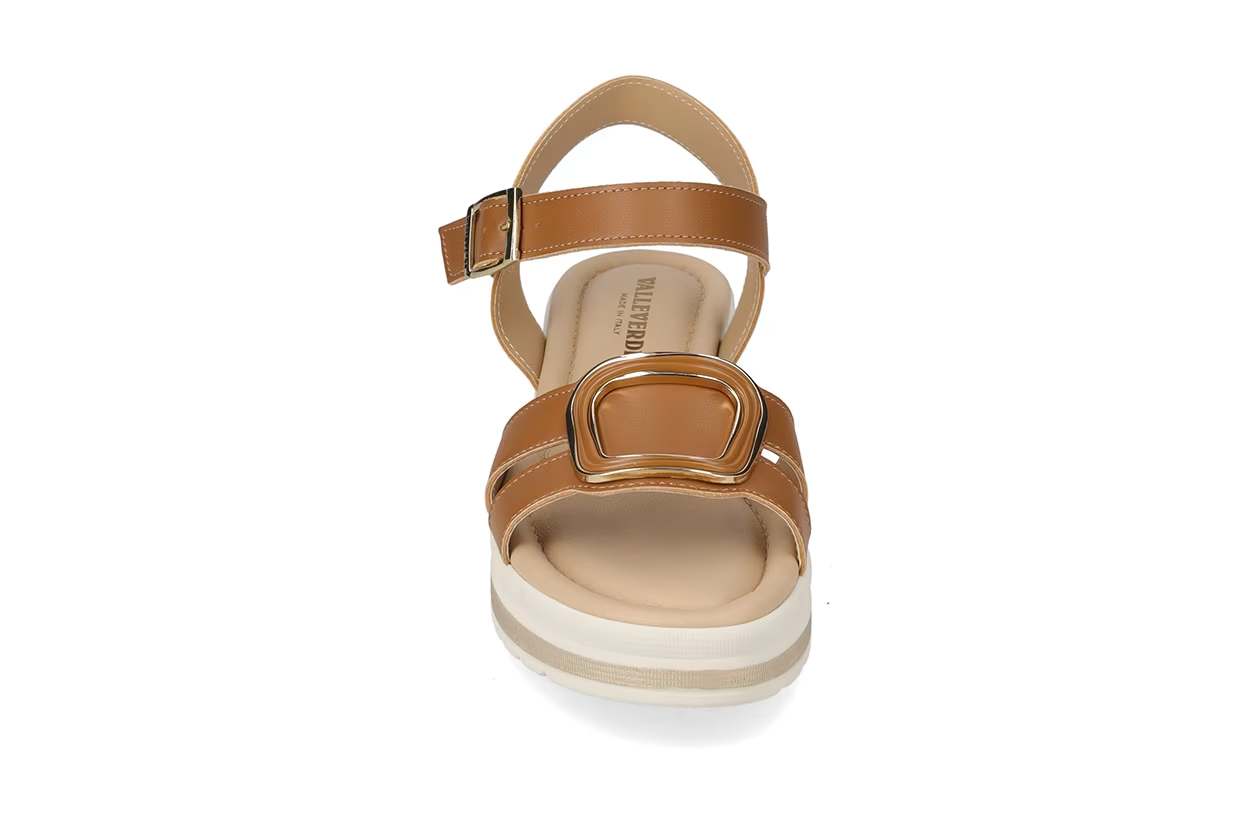 Valleverde Sandalo Donna Cuoio Made in Italy con Sottopiede in Pelle