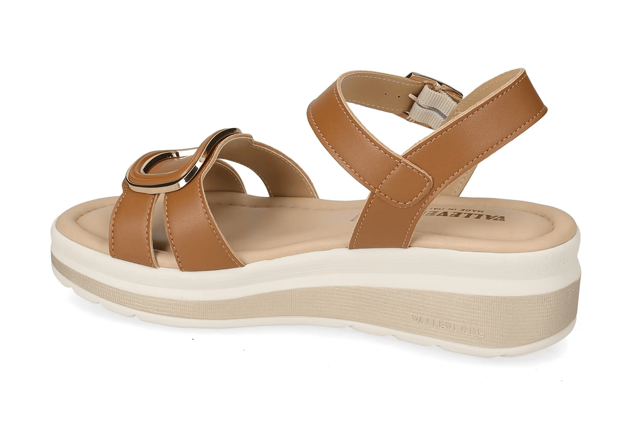 Valleverde Sandalo Donna Cuoio Made in Italy con Sottopiede in Pelle
