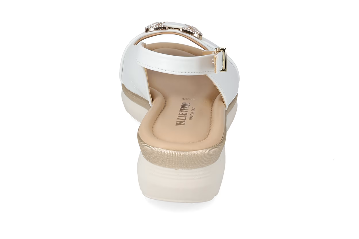 Valleverde Sandalo Donna Bianco Made in Italy con Sottopiede in Pelle