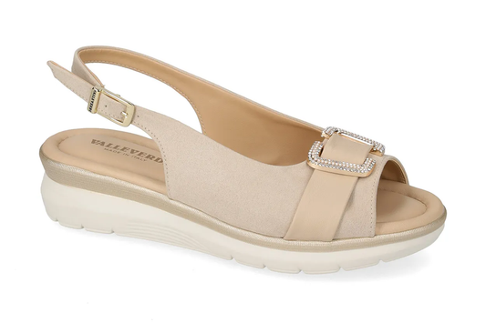 Valleverde Sandalo Donna Bianco Made in Italy con Sottopiede in Pelle