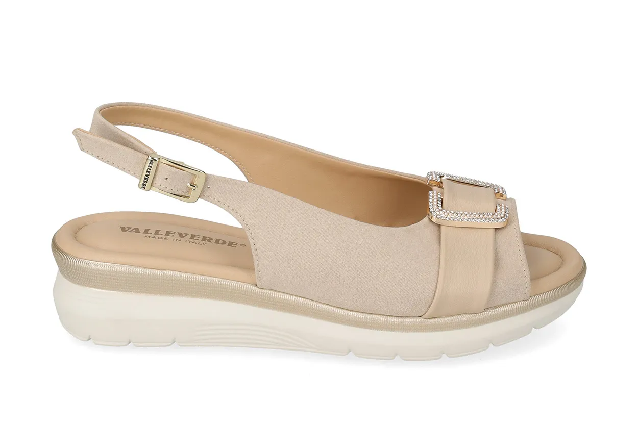 Valleverde Sandalo Donna Bianco Made in Italy con Sottopiede in Pelle