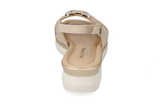 Valleverde Sandalo Donna Bianco Made in Italy con Sottopiede in Pelle