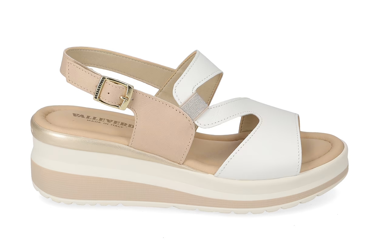 Valleverde sandalo donna in vitello bianco Made in Italy