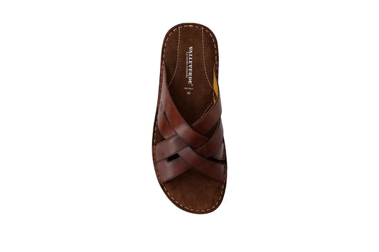 Valleverde Ciabatta Uomo in Pelle Vitello Marrone Made in Italy