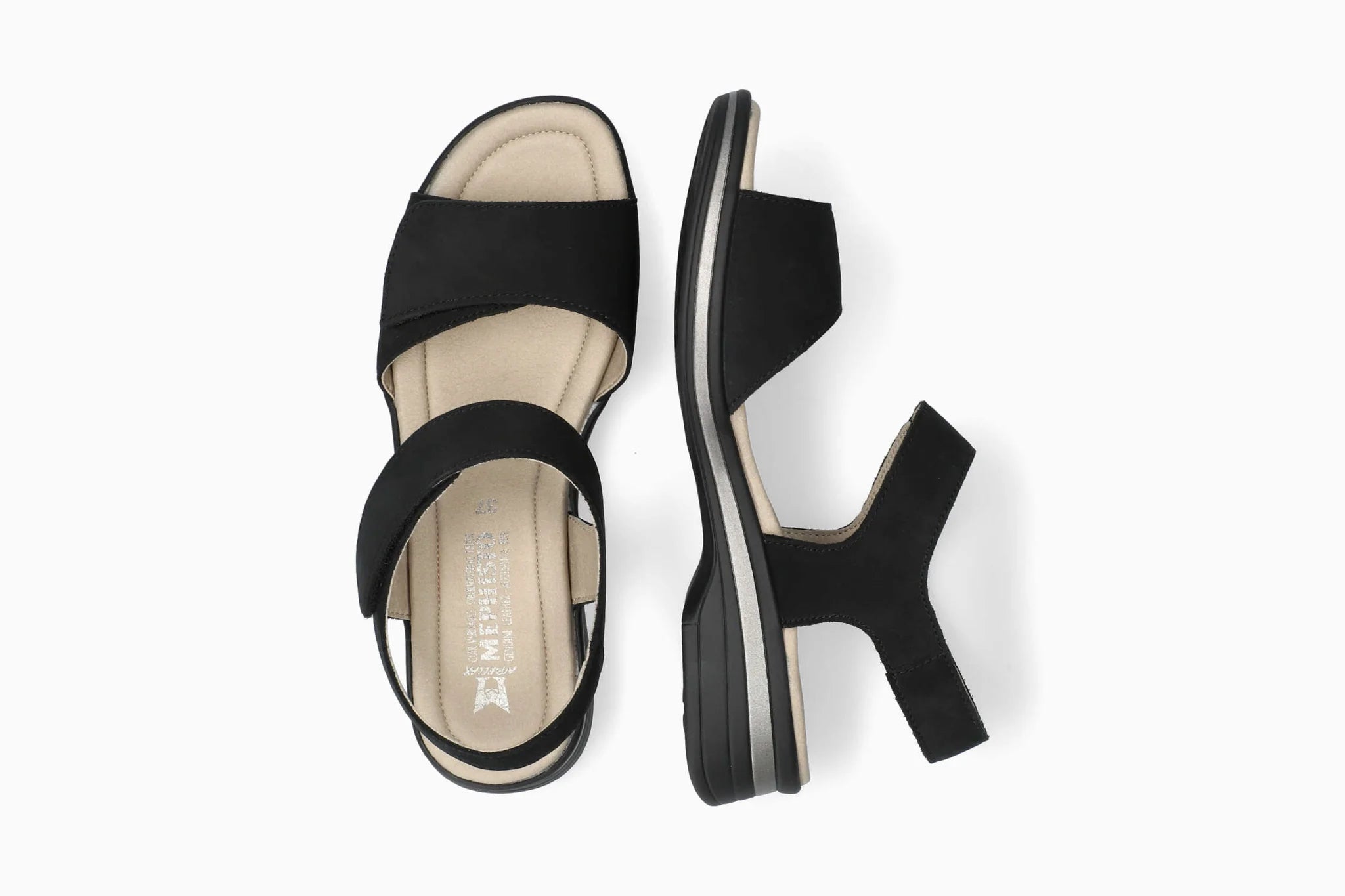 Mephisto Floraline sandalo donna nero in nubuck con Soft-Air e strappi