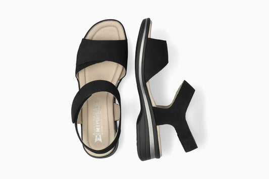 Mephisto Floraline sandalo donna nero in nubuck con Soft-Air e strappi