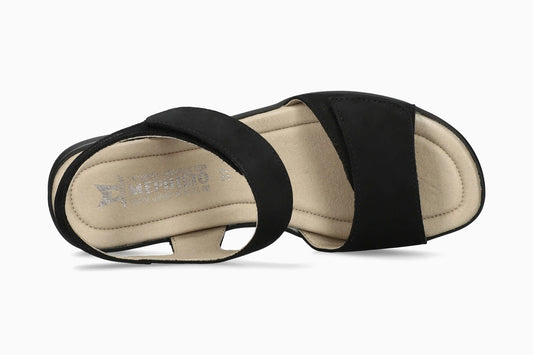 Mephisto Floraline sandalo donna nero in nubuck con Soft-Air e strappi