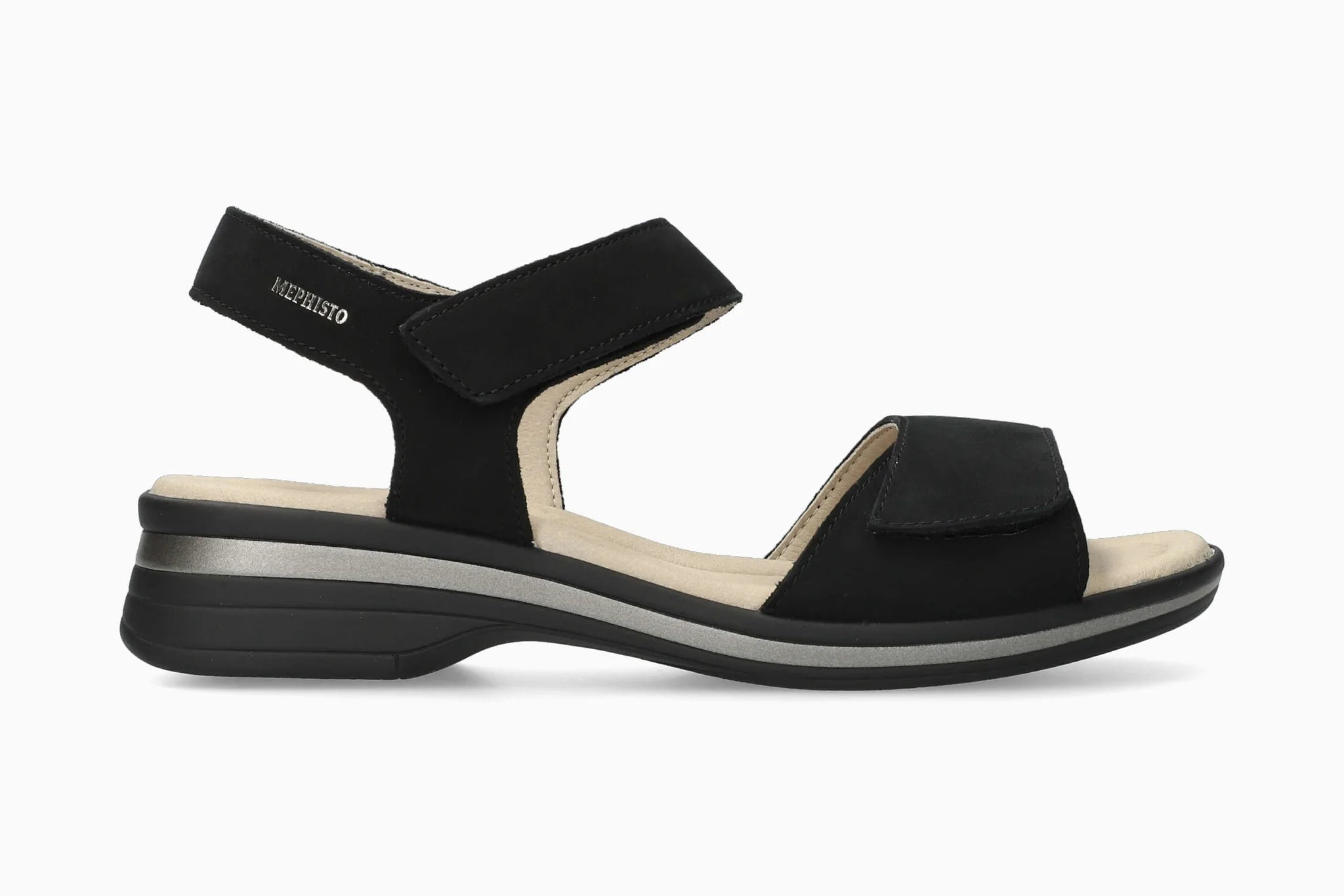 Mephisto Floraline sandalo donna nero in nubuck con Soft-Air e strappi
